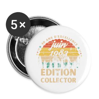 Anniversaire 40 ans juin 1983 édition collector - Lot de 5 petits badges (25 mm) - blanc - Devant
