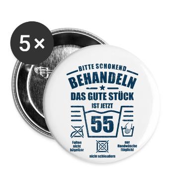 Schonend behandeln - 55. Geburtstag Geschenk - Buttons klein 25 mm (5er Pack) - Weiß - Vorne