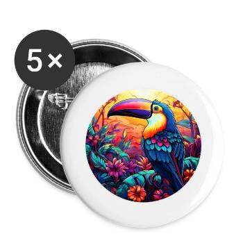 Toucan - Buttons small 1''/25 mm (5-pack) - white - Front