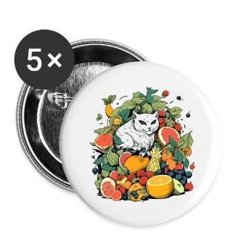 Mathéo, die Katze in der Frucht - Buttons klein 25 mm (5er Pack) - Weiß - Vorne
