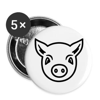 Pig Piggy Sow - Buttons small 1''/25 mm (5-pack) - white - Front