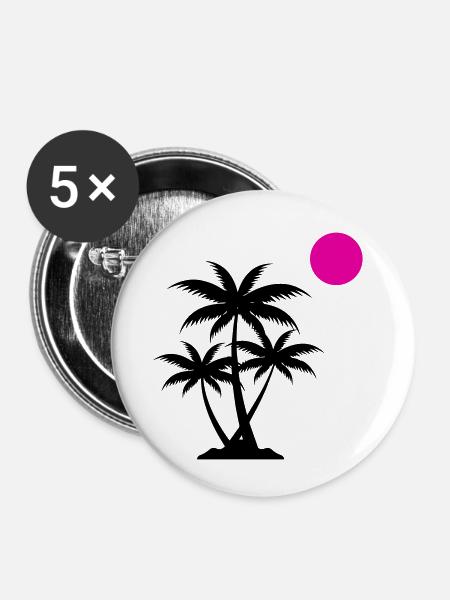 palme sunset - Buttons klein 25 mm (5er Pack) - Weiß