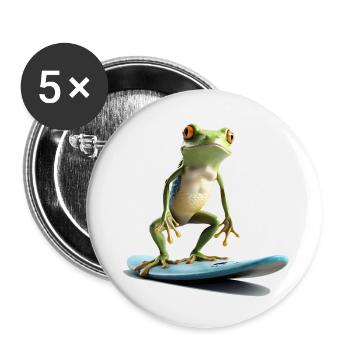 Surf de grenouilles - Lot de 5 petits badges (25 mm) - blanc - Devant