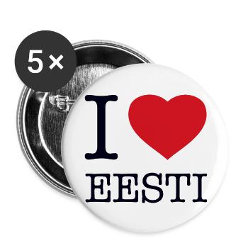 I LOVE ESTONIA - Buttons small 1''/25 mm (5-pack) - white - Front