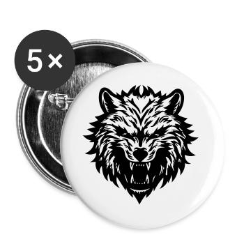 Wolf - Buttons klein 25 mm (5er Pack) - Weiß - Vorne