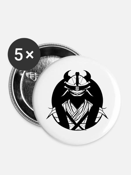 Samurai - Buttons klein 25 mm (5er Pack) - Weiß