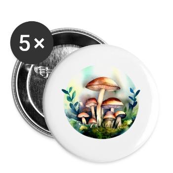Pilze im Wald Pilze sammeln - Buttons klein 25 mm (5er Pack) - Weiß - Vorne