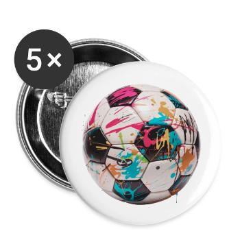 Graffity Fußball - Buttons klein 25 mm (5er Pack) - Weiß - Vorne