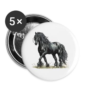 Cheval frison - Lot de 5 petits badges (25 mm) - blanc - Devant