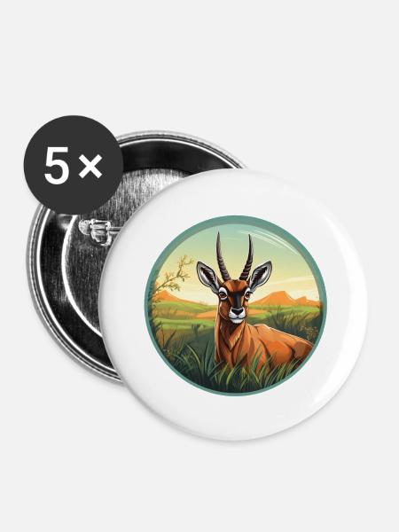 Wasserbock - Buttons klein 25 mm (5er Pack) - Weiß
