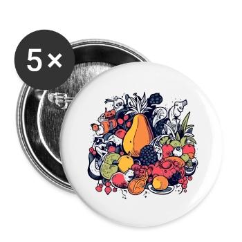 Les anifruits n 4 - Lot de 5 petits badges (25 mm) - blanc - Devant