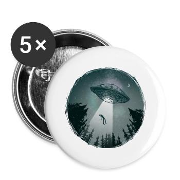 Tour d’OVNI - Lot de 5 petits badges (25 mm) - blanc - Devant