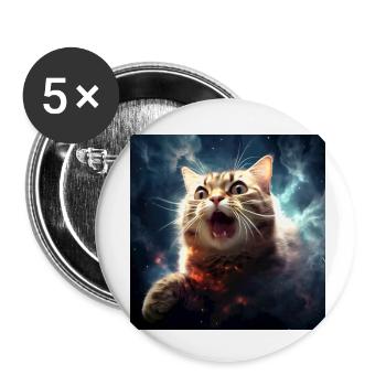 Folie des chats galactiques - Lot de 5 petits badges (25 mm) - blanc - Devant