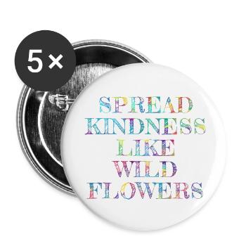 Verbreiten Sie Freundlichkeit: Schnappen Sie sich ein Regenbogen-Wildblumen-Shirt - Buttons klein 25 mm (5er Pack) - Weiß - Vorne