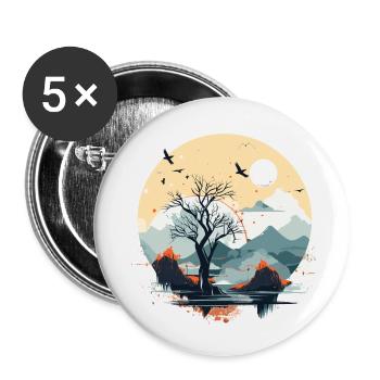 Berg Landschaft Natur - Buttons klein 25 mm (5er Pack) - Weiß - Vorne