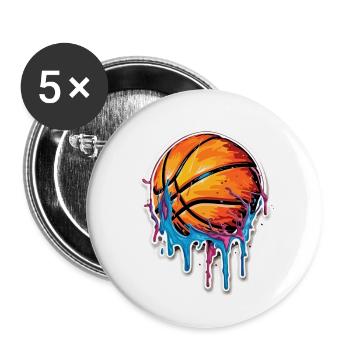 Basketball - Buttons klein 25 mm (5er Pack) - Weiß - Vorne