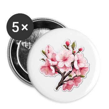 Cherry blossom - Buttons small 1''/25 mm (5-pack) - white - Front