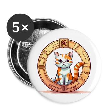 Lustige Katze Trademark - Buttons klein 25 mm (5er Pack) - Weiß - Vorne