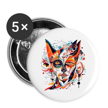 Hizi feline goddess - Buttons small 1''/25 mm (5-pack) - white - Front