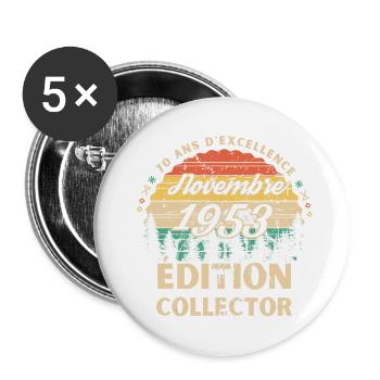 Anniversaire 70ans Novembre 1953 édition collector - Lot de 5 petits badges (25 mm) - blanc - Devant