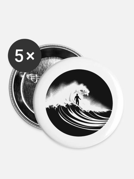 Minimalistische Welle - Buttons klein 25 mm (5er Pack) - Weiß