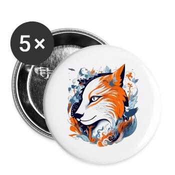 Bayo le renard - Lot de 5 petits badges (25 mm) - blanc - Devant