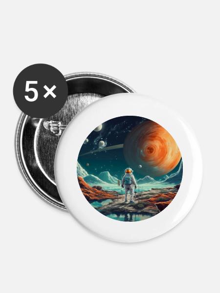 Spaceman um All, Astronauten Geschenk - Buttons klein 25 mm (5er Pack) - Weiß
