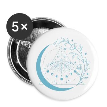 Motten-Mond-Blumen - Buttons klein 25 mm (5er Pack) - Weiß - Vorne