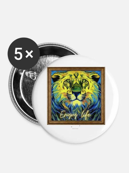 Lion - Buttons klein 25 mm (5er Pack) - Weiß