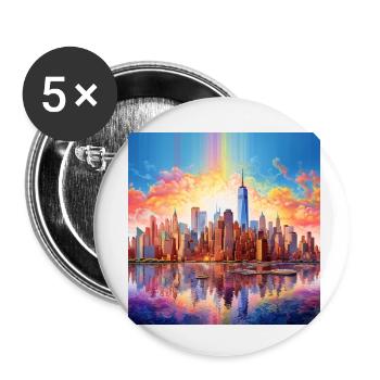 icecrusher New YorkSkyline Cartographic - Buttons small 1''/25 mm (5-pack) - white - Front