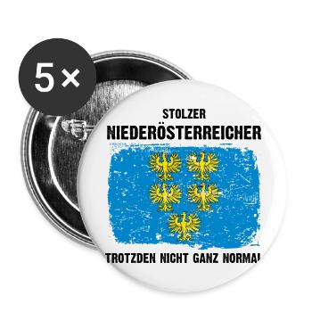 stolzer Niederösterreicher, trotzdem nicht normal - Buttons klein 25 mm (5er Pack) - Weiß - Vorne