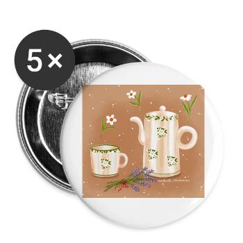 Summer Tea - Buttons small 1''/25 mm (5-pack) - white - Front