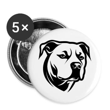 Pitbull - Lot de 5 petits badges (25 mm) - blanc - Devant