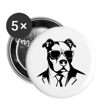 Pitbull - Lot de 5 petits badges (25 mm) - blanc - Devant
