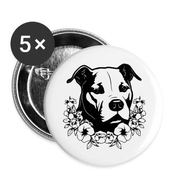 Pitbull - Lot de 5 petits badges (25 mm) - blanc - Devant