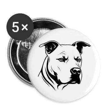 Pitbull - Lot de 5 petits badges (25 mm) - blanc - Devant
