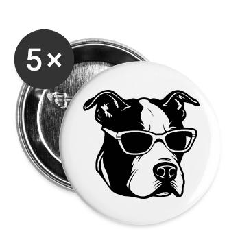 Pitbull - Lot de 5 petits badges (25 mm) - blanc - Devant
