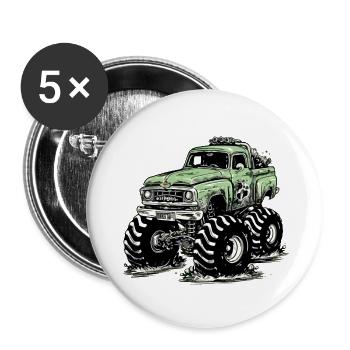 Monster truck Greencam - Buttons small 1''/25 mm (5-pack) - white - Front