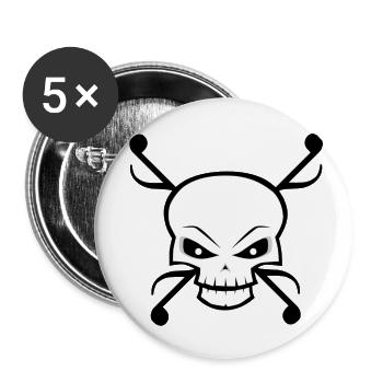 Tête de mort - Lot de 5 petits badges (25 mm) - blanc - Devant