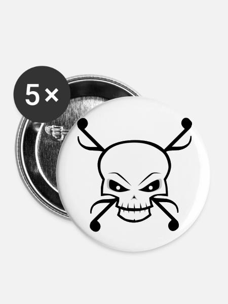 Schädel - Buttons klein 25 mm (5er Pack) - Weiß
