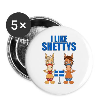 I LIKE SHETTYS - PFERDE - PFERD - Buttons klein 25 mm (5er Pack) - Weiß - Vorne