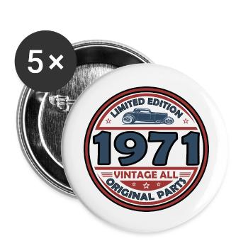 Jahrgang 1971 - Buttons klein 25 mm (5er Pack) - Weiß - Vorne