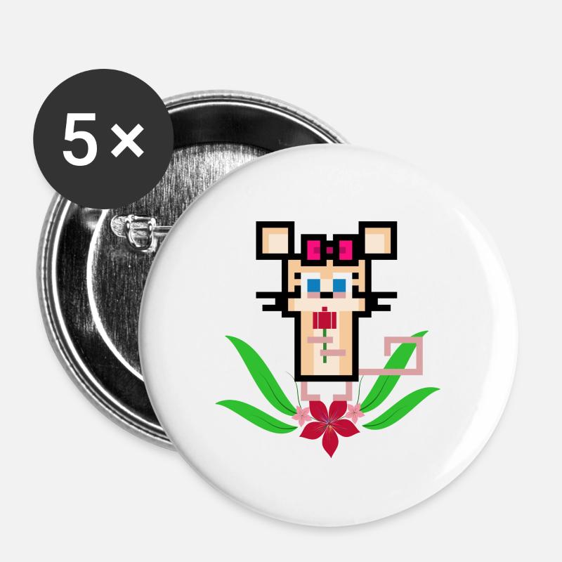 Flowermouse - Buttons small 1''/25 mm (5-pack) - white