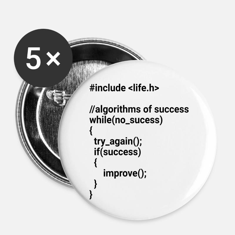 While(no success) - if(success) improve! - Buttons klein 25 mm (5er Pack) - Weiß