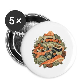 Sushi Love: Tempting Delicacies for Foodies - Buttons small 1''/25 mm (5-pack) - white - Front