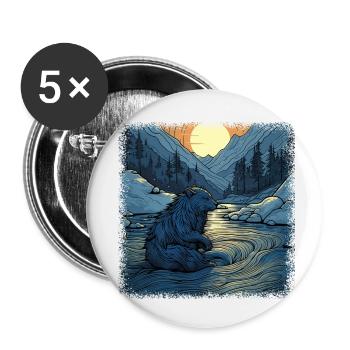 bobr beavers gift idea pet - Buttons klein 25 mm (5er Pack) - Weiß - Vorne