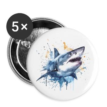 Weisser Hai 1 - Buttons klein 25 mm (5er Pack) - Weiß - Vorne