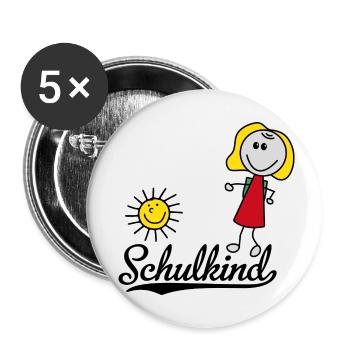 Schulkind - Buttons klein 25 mm (5er Pack) - Weiß - Vorne