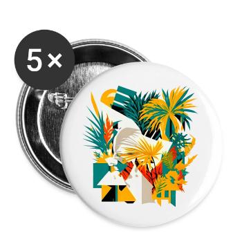 Palmen und Blumen aus kubischer Sicht - Buttons klein 25 mm (5er Pack) - Weiß - Vorne