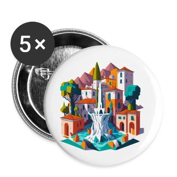 Place du village andalou - Lot de 5 petits badges (25 mm) - blanc - Devant